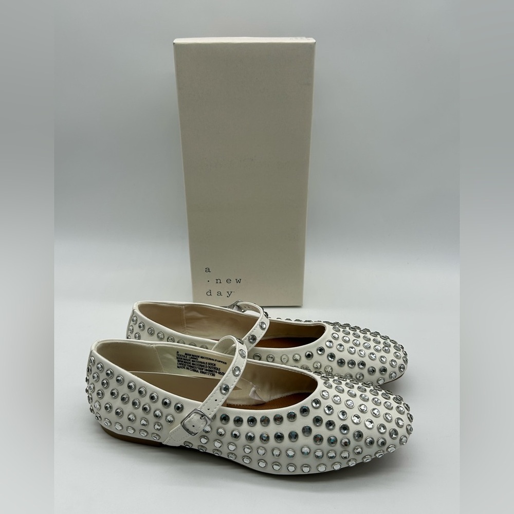 A New Day Issa Flats White Studded Mary Jane Shoes Vegan | Size 8 | New With Box - Picture 12 of 12